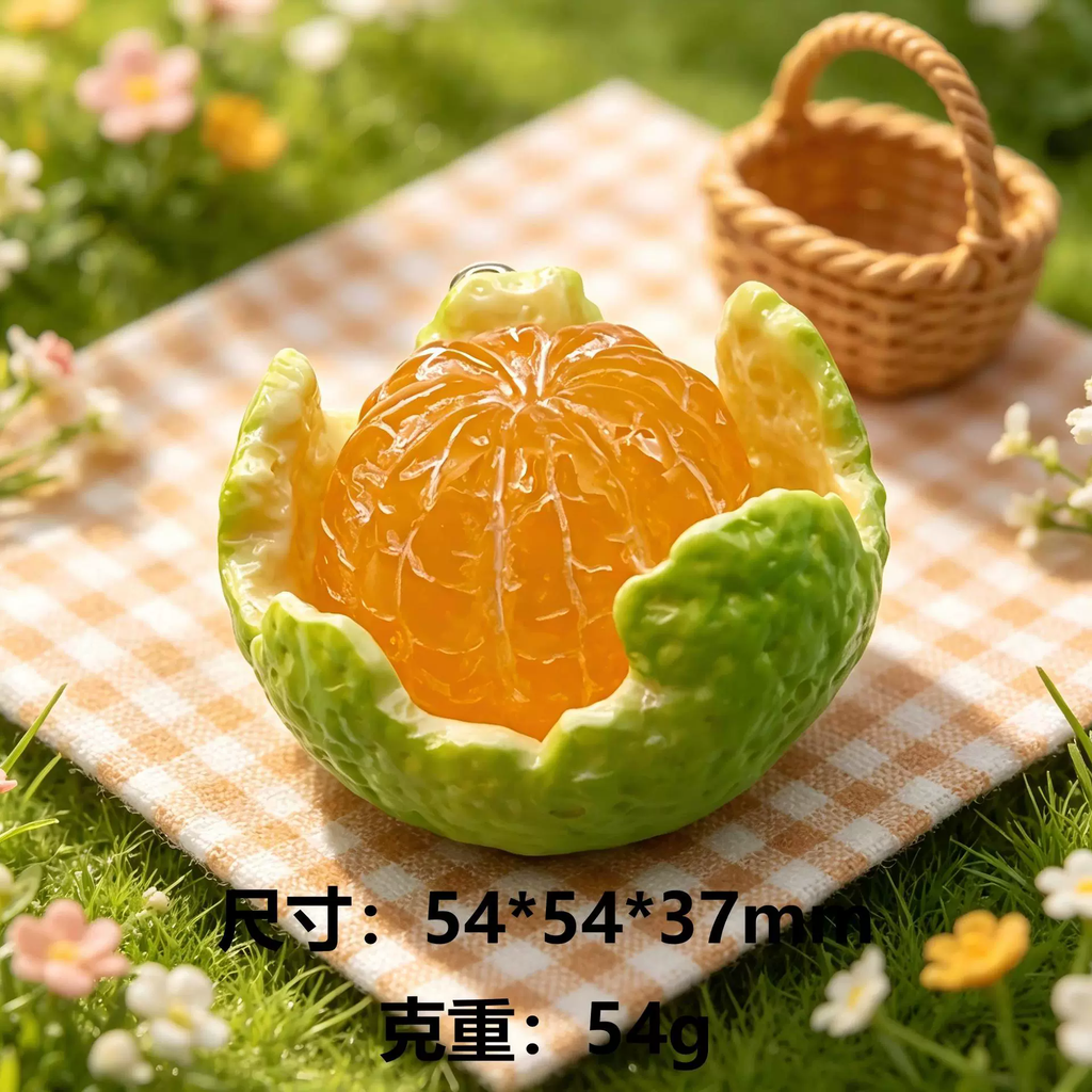 Realistic Resin Orange Charm – DIY Fruit Pendant for Keychains, Bags & Crafts
