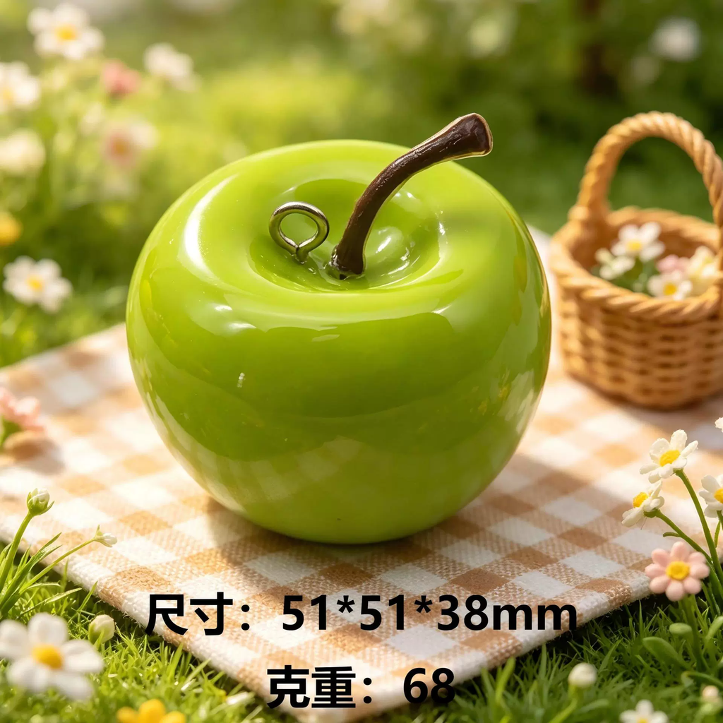 リアルレジン製リンゴチャーム - クラフト＆アクセサリー用DIYフルーツデコレーションペンダント