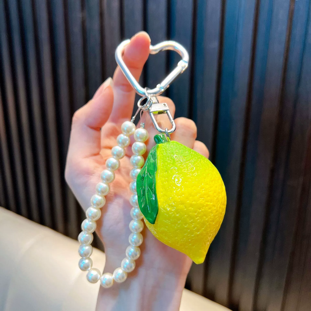 Realistic Resin Lemon Charm – DIY Fruit Pendant for Keychains, Bags & Crafts